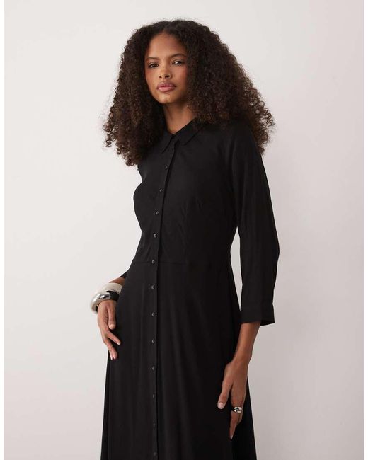 Y.A.S Black Maxi Shirt Dress