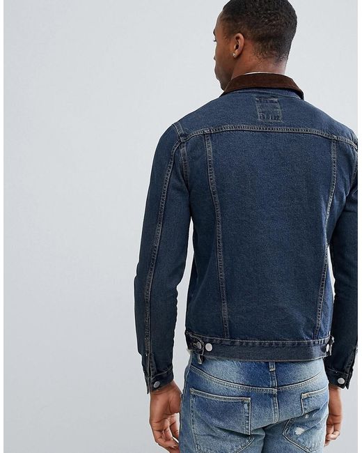 Denim Jacket With Corduroy Collar 