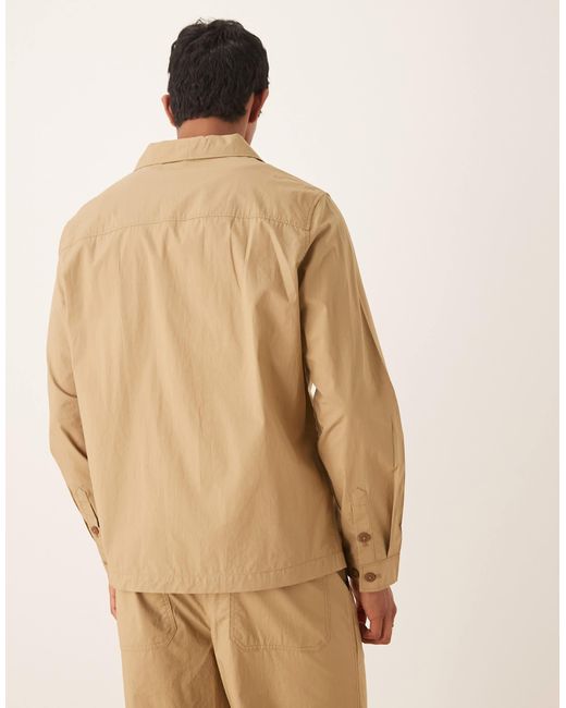Mango – relaxed fit worker-jacke in Natural für Herren