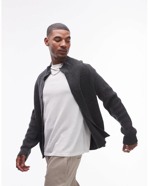 ARKET White Wool Knitted Cardigan With Funnel Neck for men