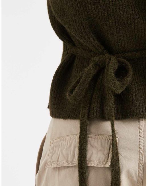 4th & Reckless Green Ribbed Knitted Wrap Tie Cardigan