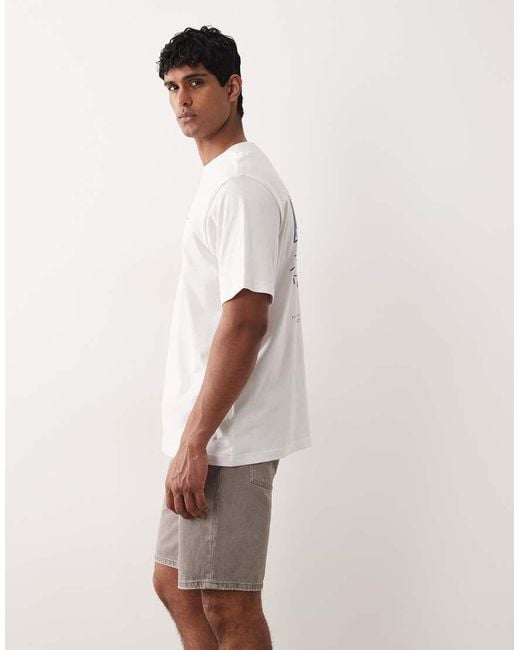 Only & Sons White Edge Straight Fit Denim Shorts Vintage Wash for men
