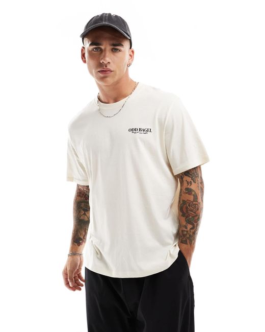 Jack & Jones Gray Oversized T-shirt With Odd Bagel Back Print for men