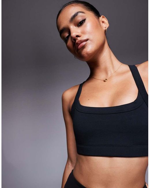 4505 Gray Icon Soft Touch Medium Support Soft Touch Square Neck Sports Bra