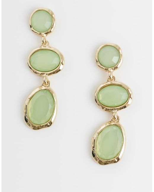 Accessorize Green Triple Gem Drop Earrings