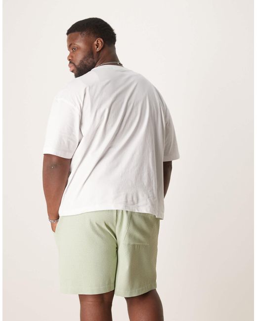 ASOS Natural Mid Length Waffle Short for men