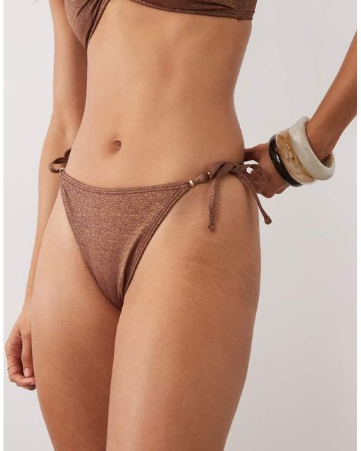New Look Brown Glitter Beaded Bikini Bottoms