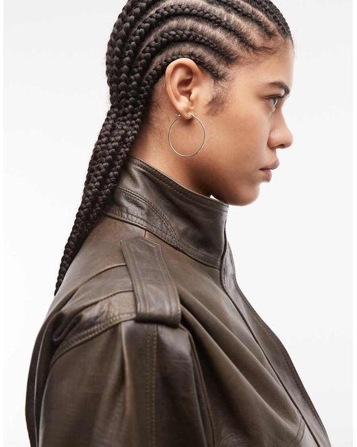 ASOS Black Real Leather Utility Belted Jacket