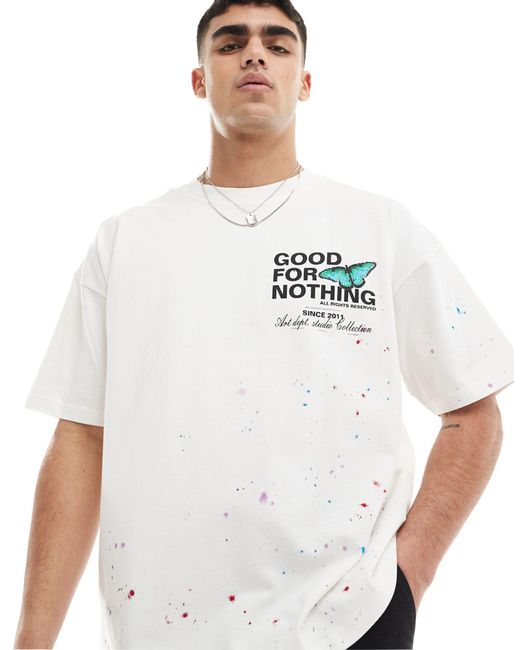 Good For Nothing White Fruit Graphic Back T-shirt for men