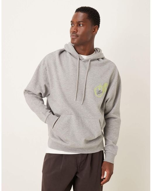 ASOS Gray Oversized Hoodie With Fruit Print for men