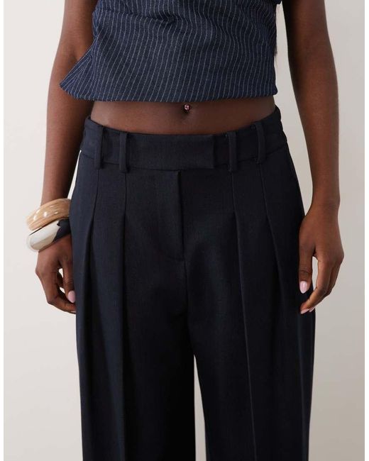 River Island Blue Denim Look Wide Leg Trousers