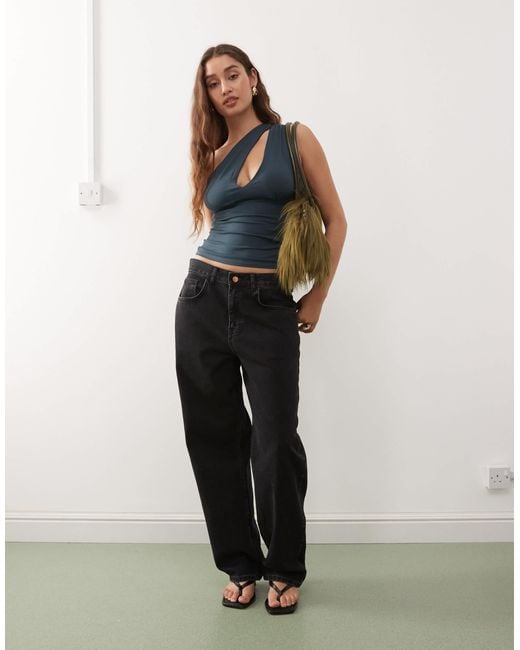 Weekday Blue One Shoulder Top With Slash Detail