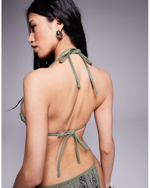 South Beach Metallic Triangle Sequin Bikini Top