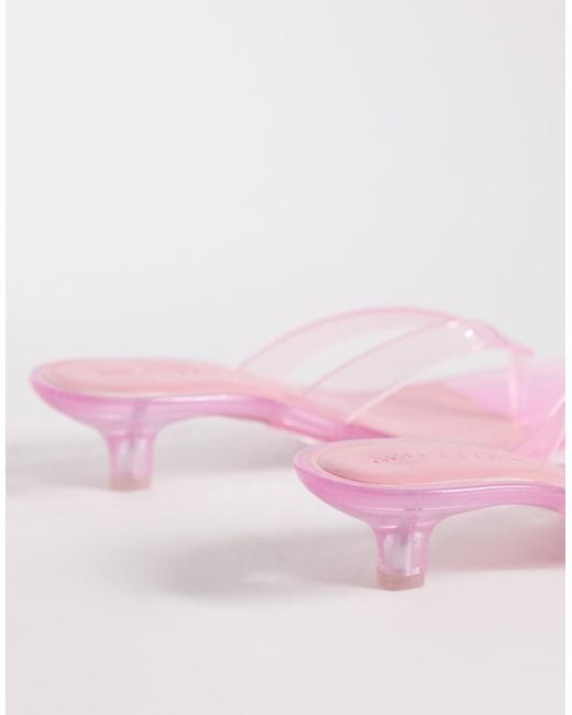 ASOS Pink Vacation Jelly Kitten Heel Toe Thong Sandals