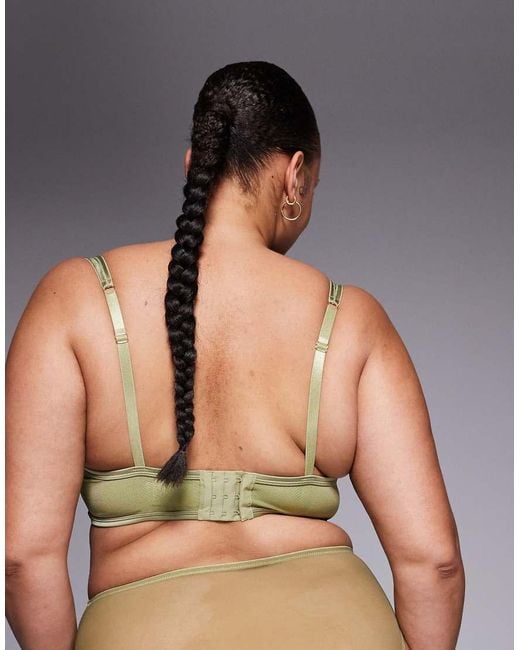 ASOS Green Asos Design Curve Fern Clean Satin Built Up Underwire Bra