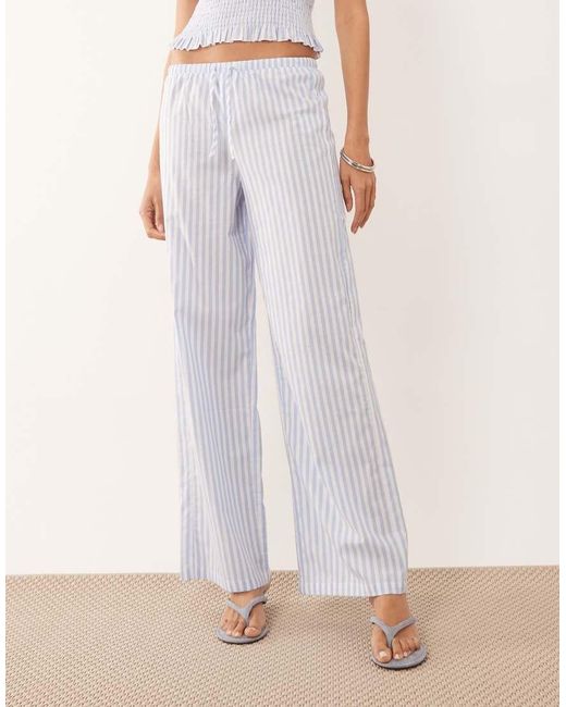 The Frolic Natural Exclusive Cotton Wide Leg Tie Waist Wide Leg Pants