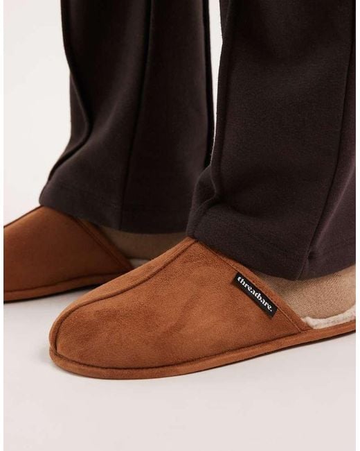 Threadbare Brown Slip On Slippers for men