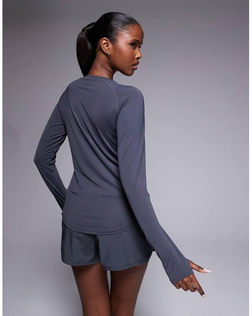 4505 Blue Nylon Performance Mesh Quick-dry Running Long Sleeve Top