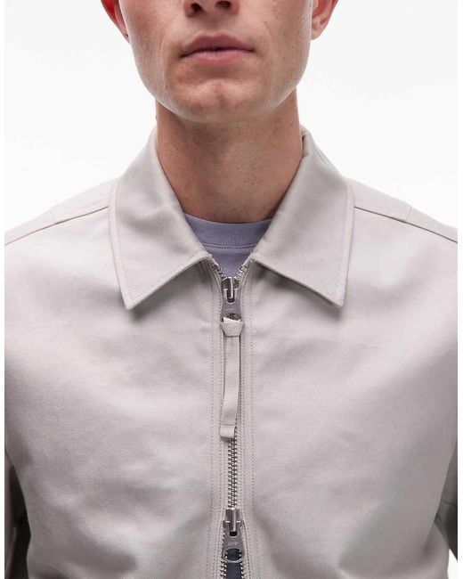 ARKET White Zip Front Minimal Workwear Jacket With Collar for men