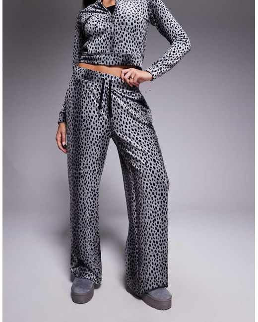 Juicy Couture Gray X Asos Exclusive Co-ord Track Pants Tonal Cheetah Black