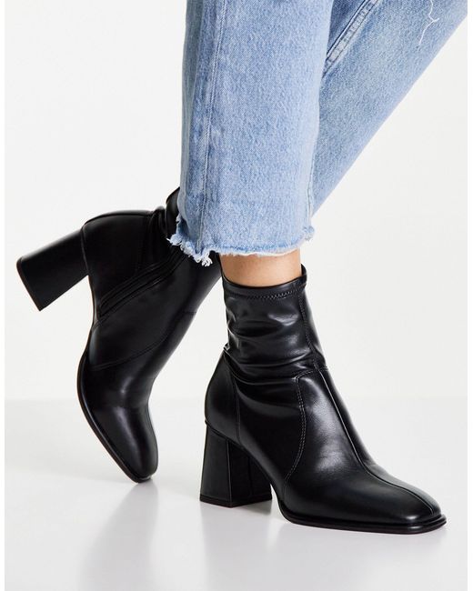 TOPSHOP Maya Block Heel Sock Boot in 