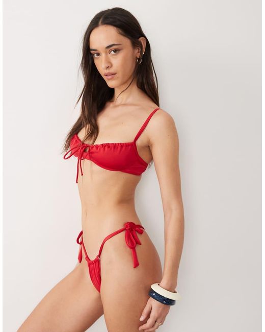 Free Society Red Ruched Underwire Bikini Top