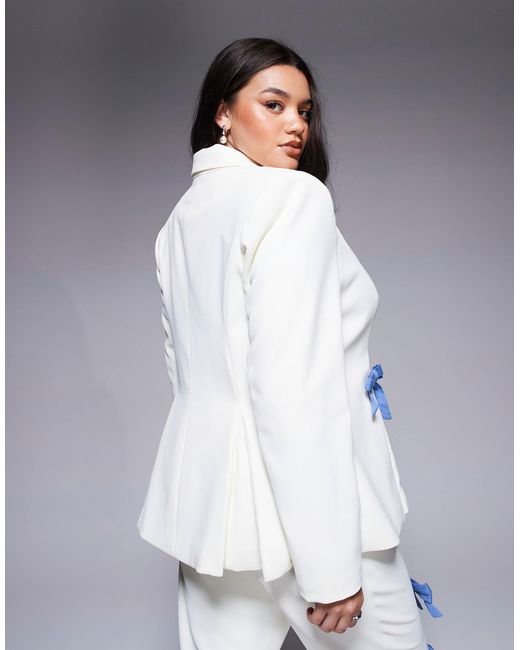 ASOS White Curve Co-ord Tailored Blazer With Denim Bows