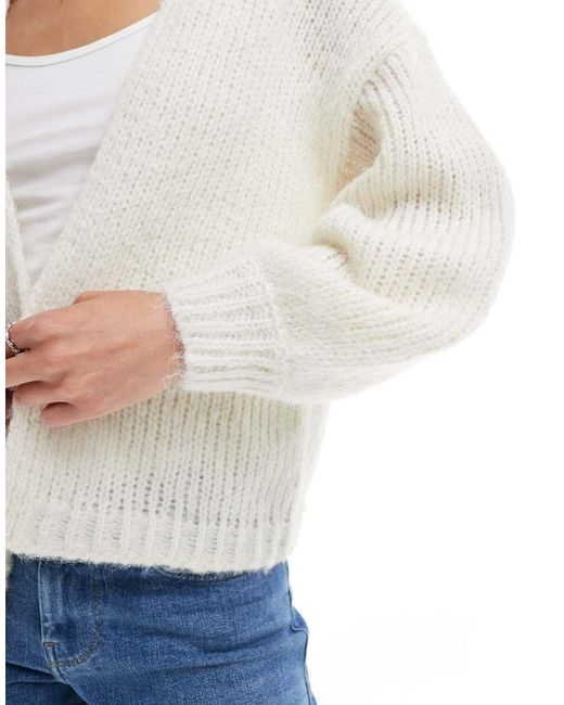 Vero Moda White Soft Fluffy Knit Edge To Edge Cardigan