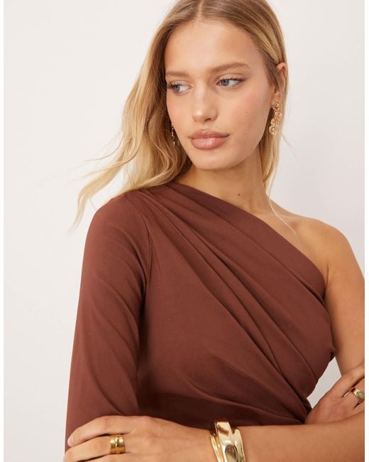 ASOS Natural One-shoulder Draped Mini Dress