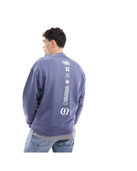 ASOS Blue Oversized Sweatshirt With Spine Print for men