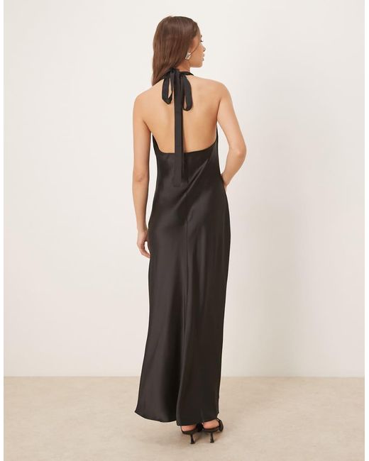 Gina Tricot Natural Satin Halterneck Maxi Dress