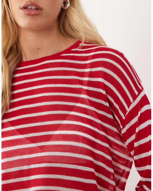 Mango Red Teen Long Sleeve Light Knitted Top
