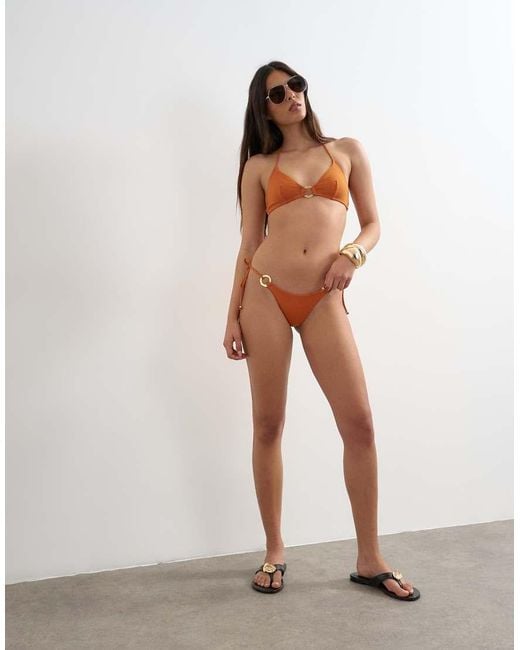 TOPSHOP Metallic Bordeaux Thong Bikini
