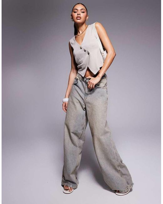 ASOS Gray Asymmetric Waistcoat Top