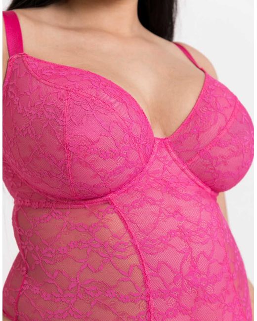 Curvy Kate Pink All Night Lace Fuller Bust Plunge Body