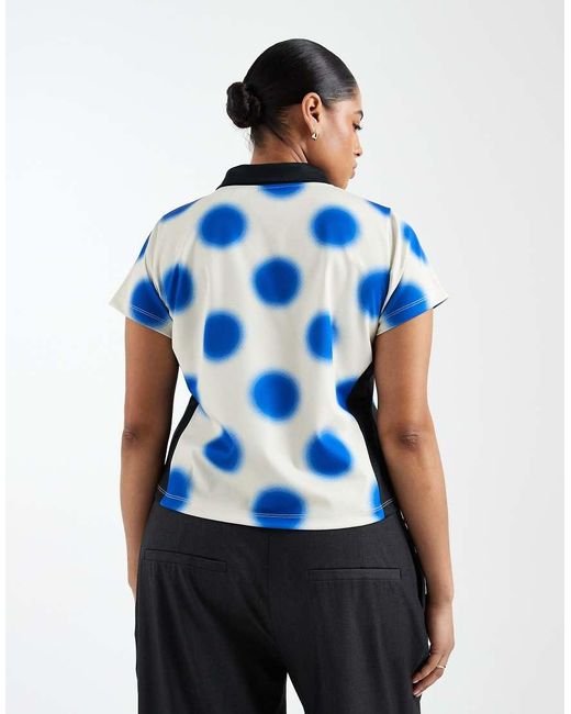 Collusion Blue Plus Blurred Polka Dots Fitted Soccer Tee