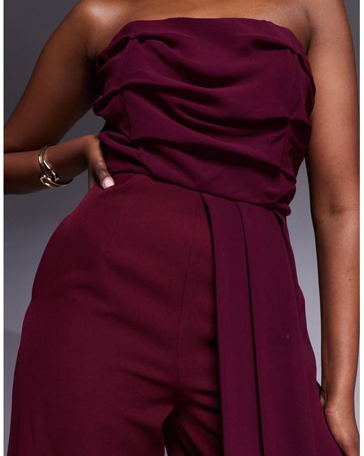 ASOS Purple Bandeau Chiffon Bodice Tailored Trouser Jumpsuit