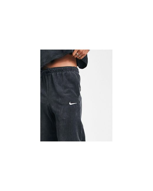 Nike Velour Wide Leg Pants in Black | Lyst