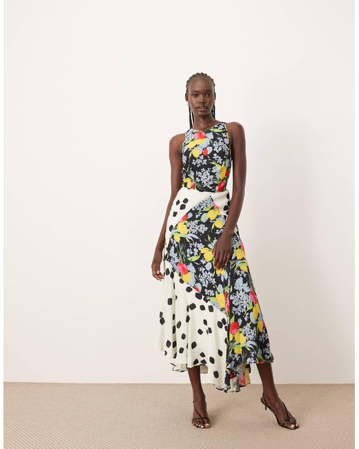ARRANGE Natural Halterneck Maxi Dress With Back Strap Detail