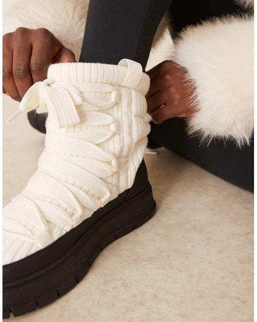 ASOS Natural Arrow Nylon Lace Up Snow Boot