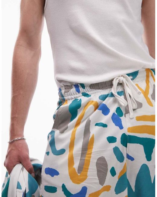 Parlez Blue Bay Stroke Print Short Co-ord for men