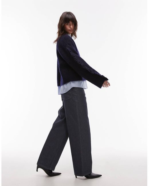 ARKET Blue Fluffy Mohair Wool Blend Sweater With Wide Sleeves