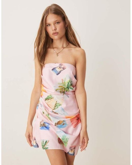 ASOS White Manipulated Bandeau Mini Dress