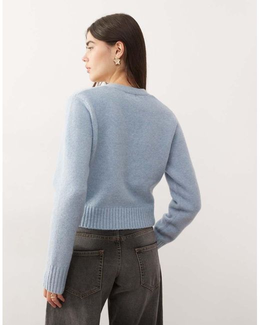 Monki Blue Compact Knitted Cardigan With Pockets
