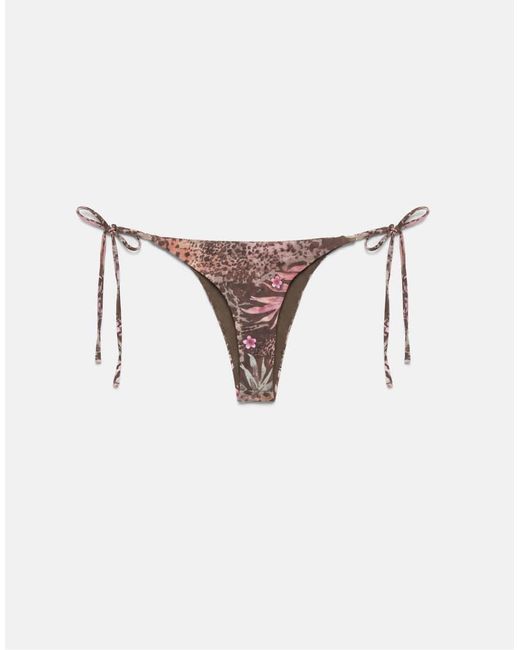 Pull&Bear Brown Printed Bikini Bottoms