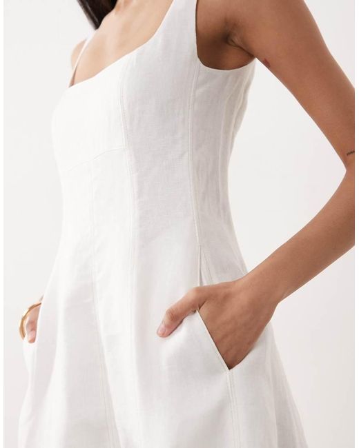 Mango Pink 100% Linen Square Neck Sleeveless Maxi Dress