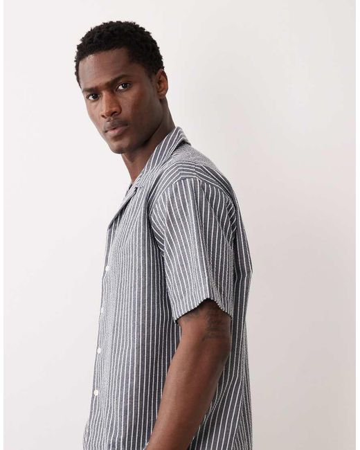 JJ Rebel Gray Co Ord Seersucker Shirt for men