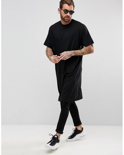 ASOS Extreme Longline Oversized T-shirt In Black for men