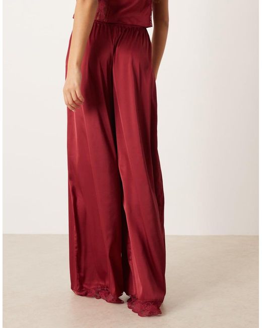 KAT THE LABEL Red Cindy Mix And Match Wide Leg Trousers