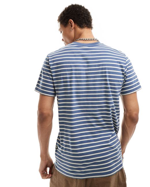 T-shirt slim bianca e blu a righe orizzontali di G-Star RAW in Blue da Uomo